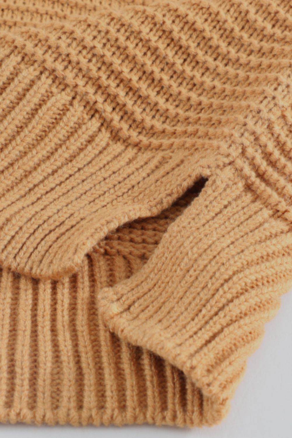 Side Slit Turtleneck Long Sleeve Sweater for a perfect OOTD – dress to impress outfits from Amexza