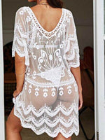 Lace Round Neck Half Sleeve Cover-Up for a perfect OOTD – dress to impress outfits from Amexza