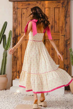 SO ME Ribbon Flowy Maxi Dress with Contrast Trim