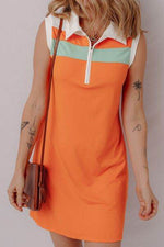 Quarter Zip Collared Neck Sleeveless Mini Dress for a perfect OOTD – dress to impress outfits from Amexza