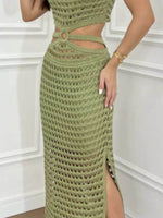 Cutout Slit Round Neck Sweater Dress for a perfect OOTD – dress to impress outfits from Amexza