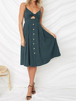 Cutout Smocked Sweetheart Neck Cami Dress - Amexza