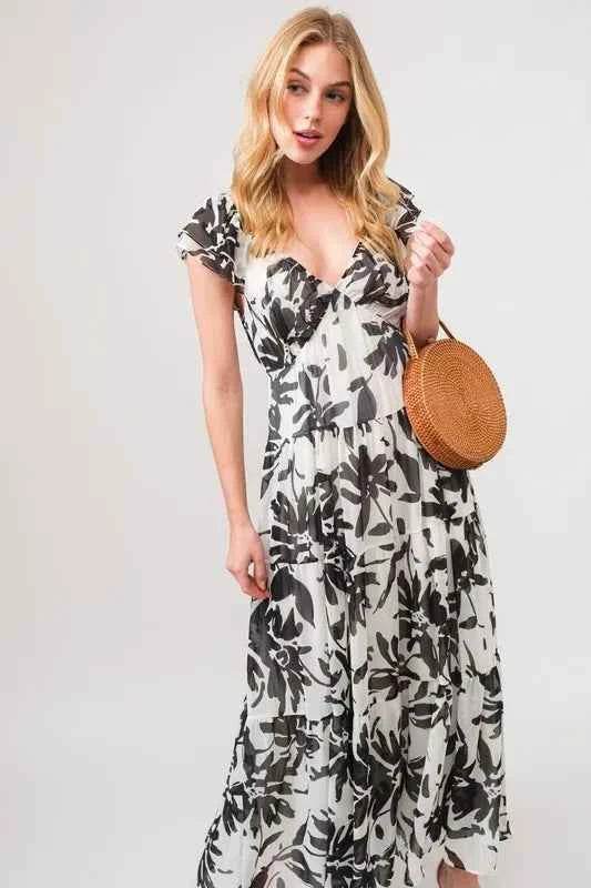 And The Why Ruffled Sleeve Tiered Floral Print Maxi Dress for a perfect OOTD – dress to impress outfits from Amexza