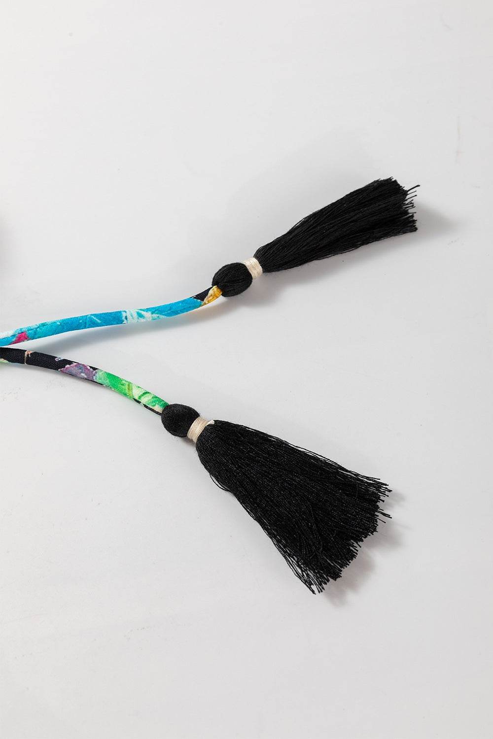 Floral Tie Neck Balloon Sleeve Blouse - Amexza