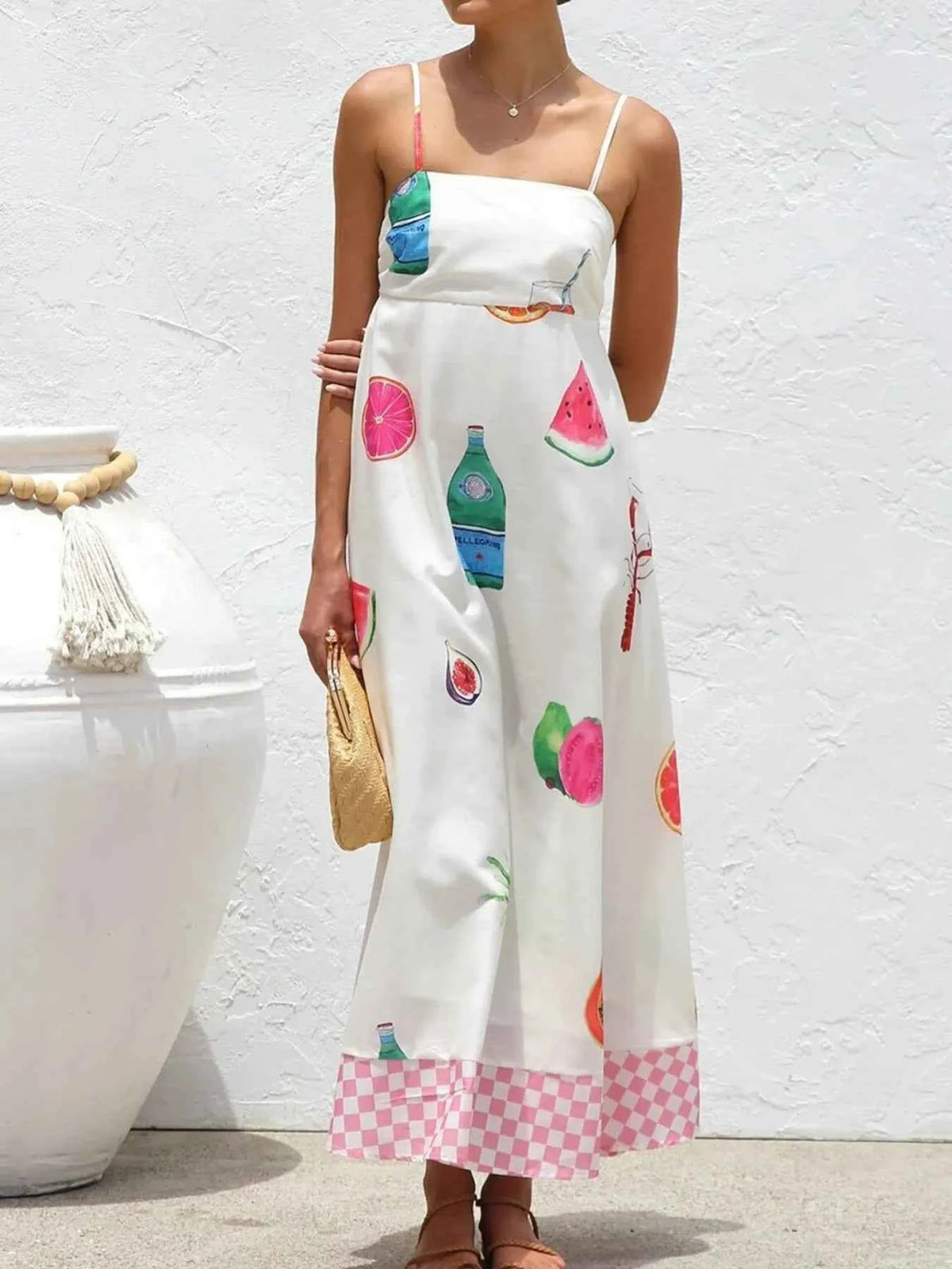 Printed Square Neck Maxi Cami Dress