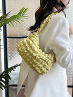 Cloud Puff Textured Shoulder Bag Yellow-Green One Size for a perfect OOTD – dress to impress outfits from Amexza