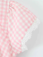 Gingham Ruffle Mini Dress with Lace Trim