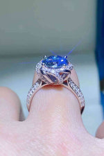 2 Carat Cobalt Blue Moissanite 925 Sterling Silver Ring for a perfect OOTD – dress to impress outfits from Amexza