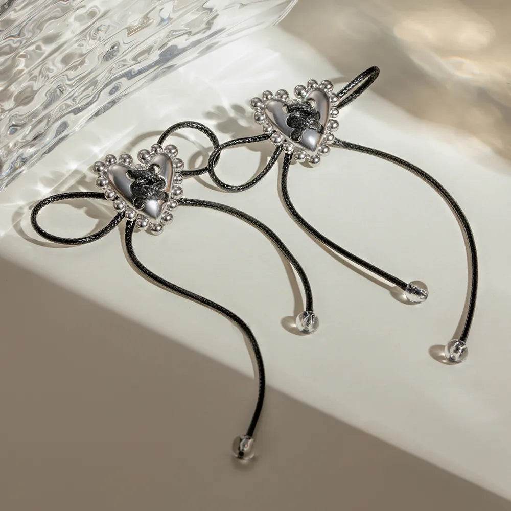 Stainless Steel Wax Rope Heart Earrings for a perfect OOTD – dress to impress outfits from Amexza