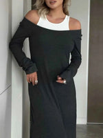 Contrast Long Sleeve Maxi Dress