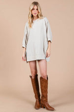 Ces Femme Side Slit Drop Shoulder Puff Sleeve Sweatshirt for a perfect OOTD – dress to impress outfits from Amexza