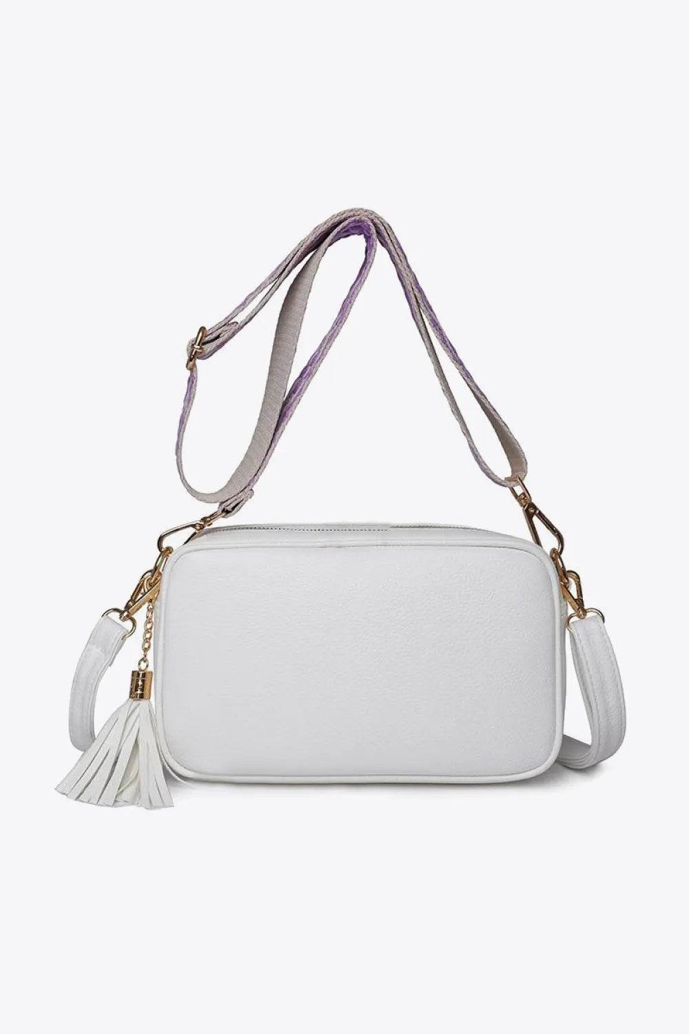 PU Leather Tassel Crossbody Bag White One Size for a perfect OOTD – dress to impress outfits from Amexza