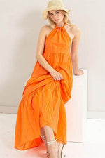 HYFVE Halter Neck Cover Up Maxi Dress Orange for a perfect OOTD – dress to impress outfits from Amexza