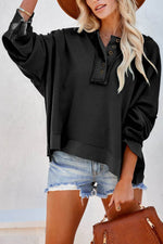 Exposed Seam Long Sleeve Hoodie Black for a perfect OOTD – dress to impress outfits from Amexza