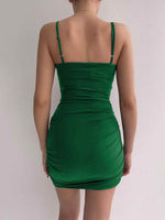 Twisted Ruched Spaghetti Strap Dress - Amexza
