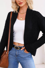Solid Color Open Front Cardigan - Amexza