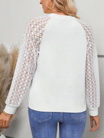 Round Neck Lace Raglan Sleeve Top - Amexza