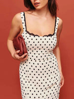 Polka Dot Sweetheart Neckline Maxi Dress