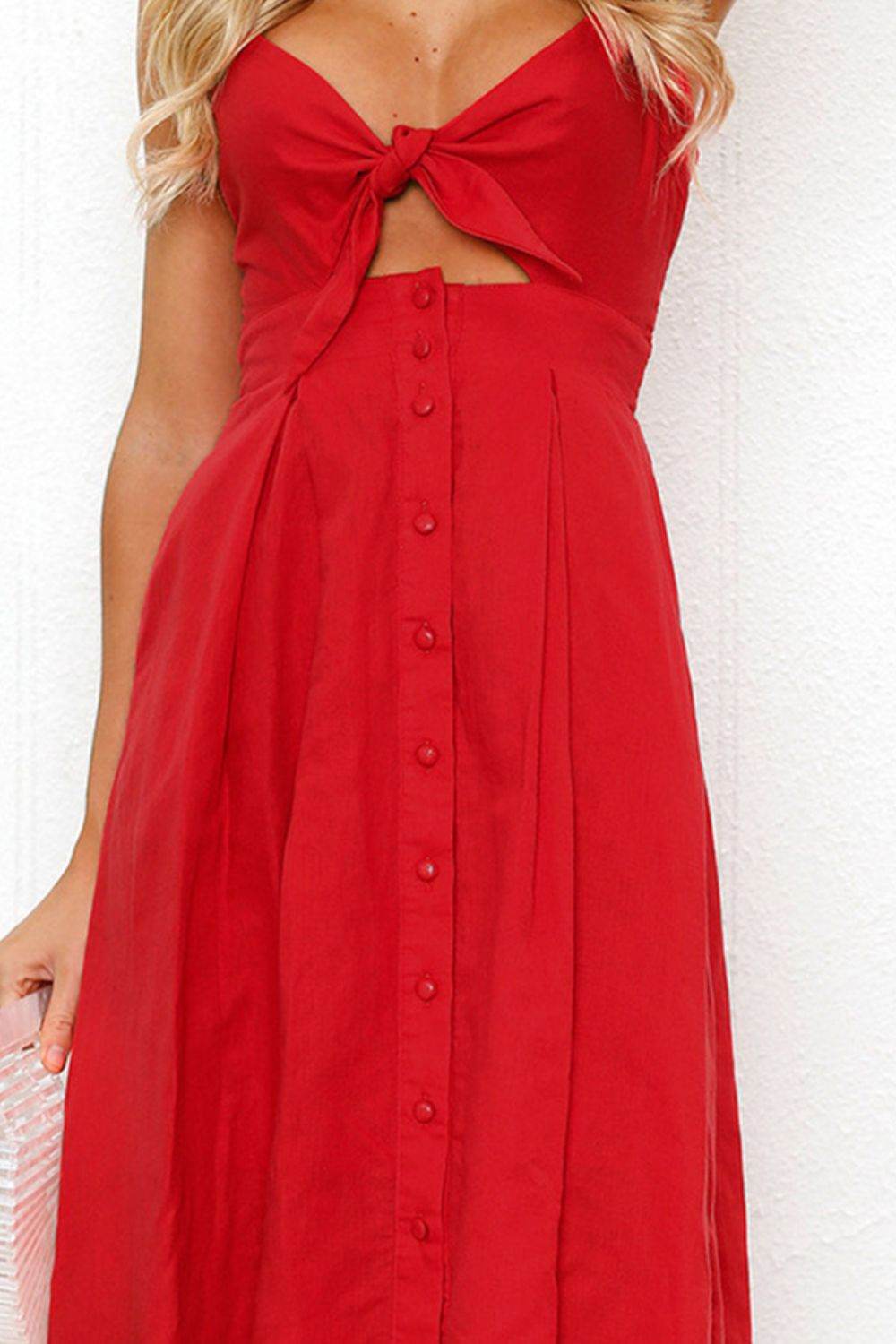 Cutout Smocked Sweetheart Neck Cami Dress - Amexza
