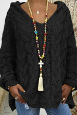 Cable-Knit Hooded Sweater for a perfect OOTD – dress to impress outfits from Amexza