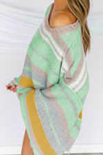 Contrast Striped Boat Neck Dropped Shoulder Sweater for a perfect OOTD – dress to impress outfits from Amexza