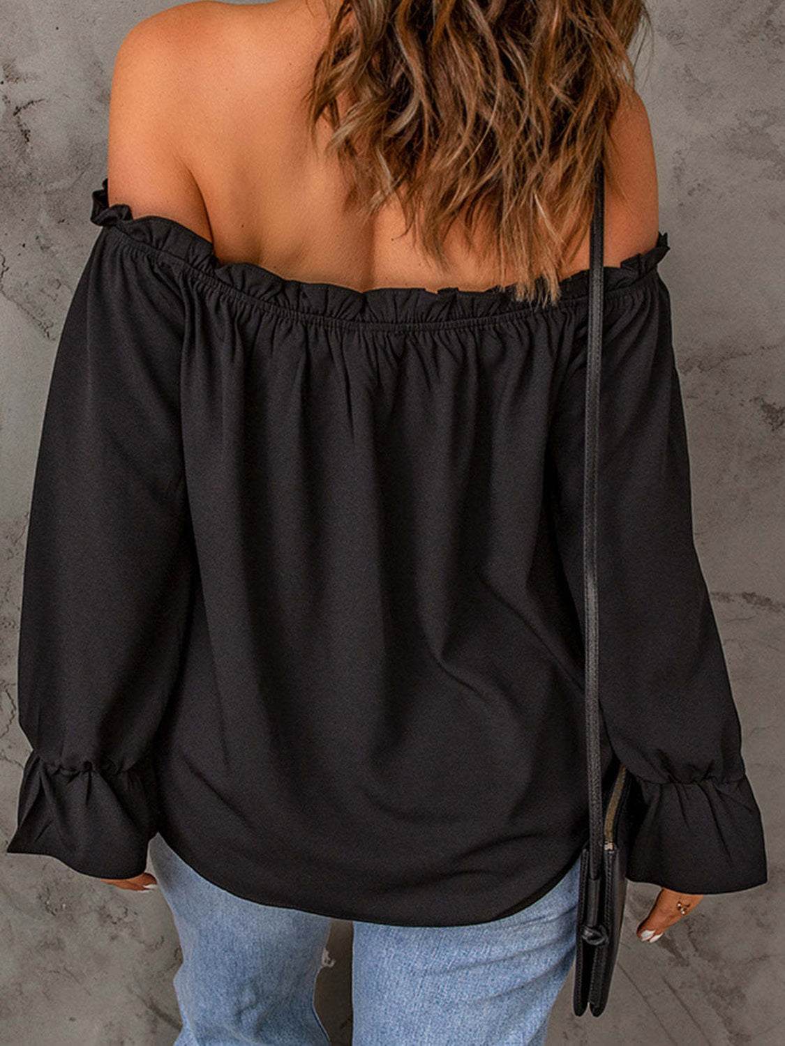 Off-Shoulder Flounce Sleeve Blouse - Amexza
