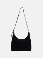 Suede Adjustable Strap Shoulder Bag Black One Size for a perfect OOTD – dress to impress outfits from Amexza