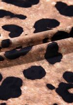 Leopard Round Neck Long Sleeve Blouse - Amexza