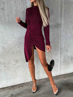 Heathered Mock Neck Long Sleeve Mini Dress for a perfect OOTD – dress to impress outfits from Amexza