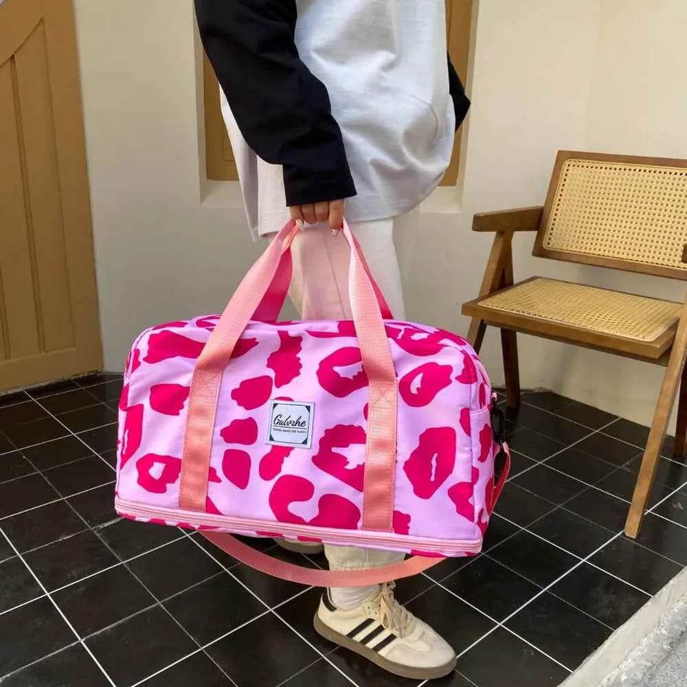 Oxford Cloth Printed Travel Bag Hot Pink One Size for a perfect OOTD – dress to impress outfits from Amexza