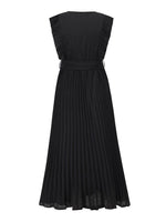 Tied Surplice Cap Sleeve Pleated Dress - Amexza