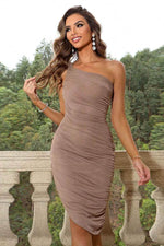 Ruched One-Shoulder Dress for a perfect OOTD – dress to impress outfits from Amexza