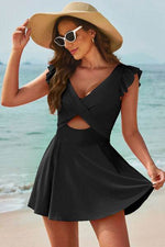 Cutout V-Neck Cap Sleeve One-Piece Swimwear for a perfect OOTD – dress to impress outfits from Amexza