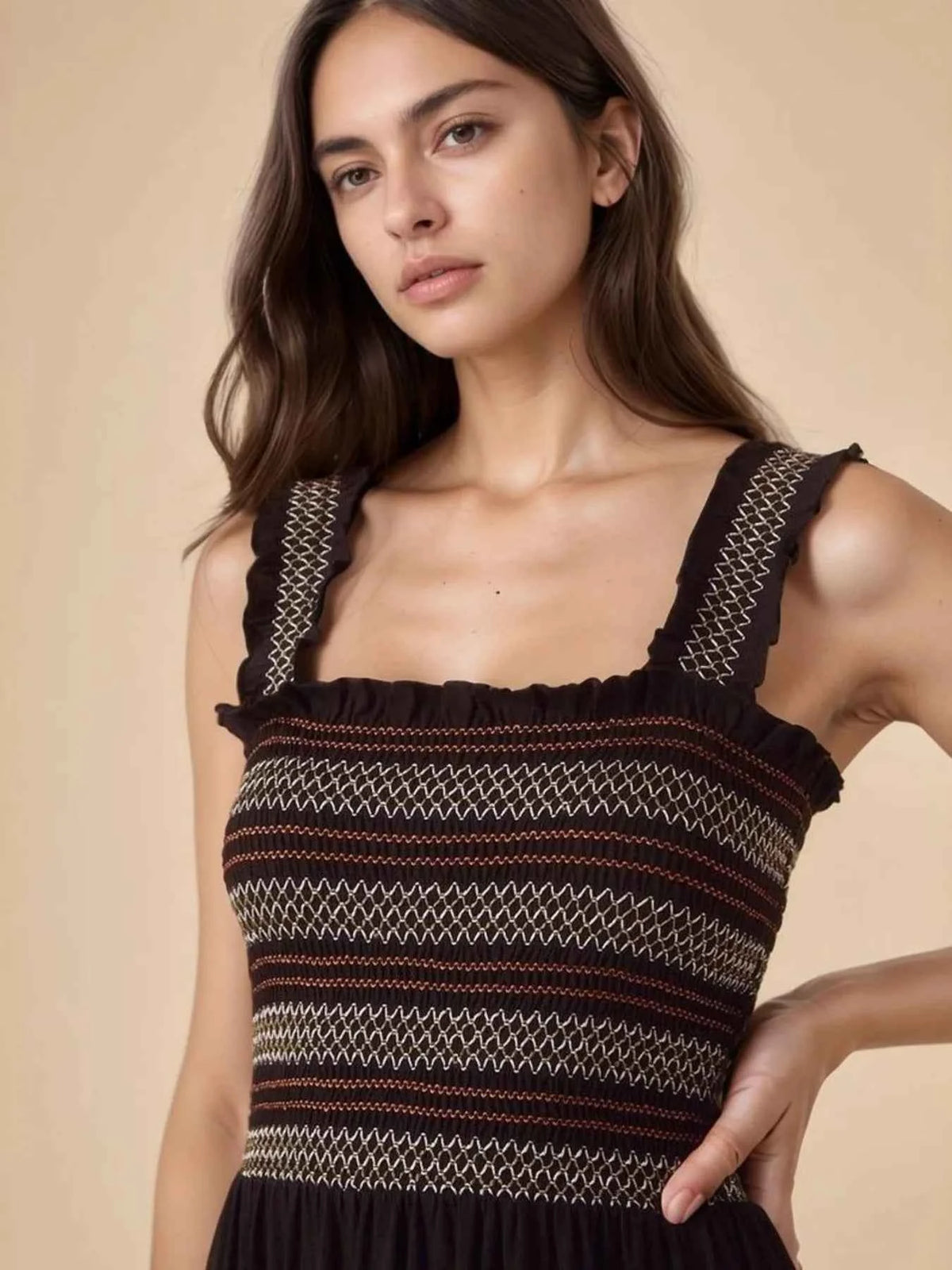 Tiered Square Neck Maxi Dress