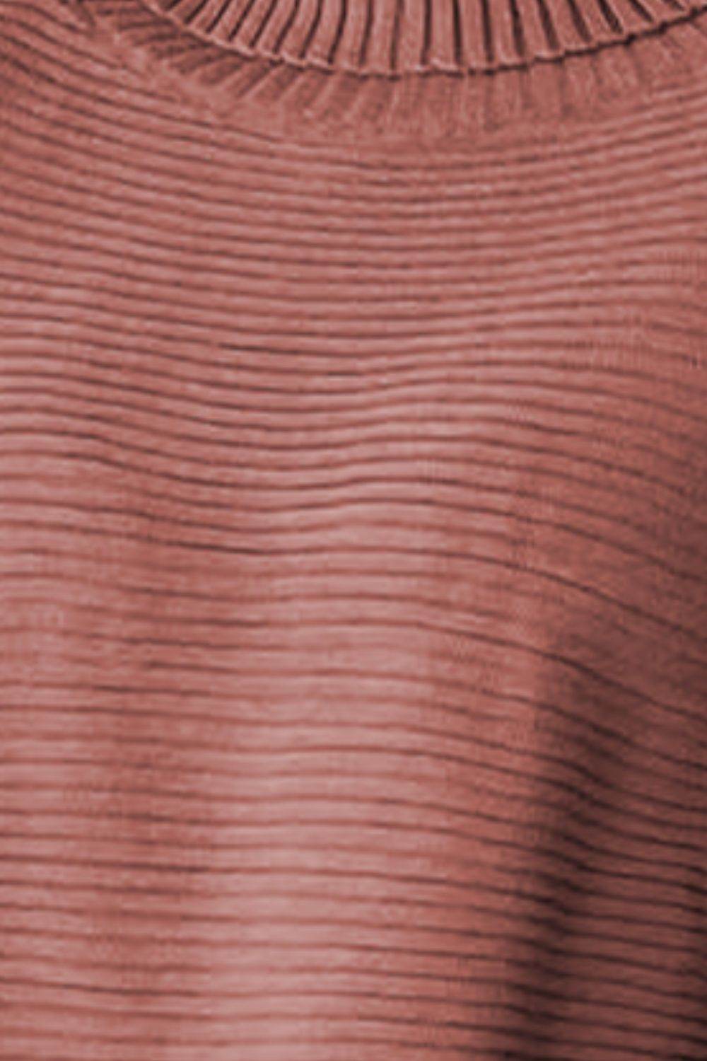 Ribbed Turtleneck Dropped Shoulder Pullover Sweater for a perfect OOTD – dress to impress outfits from Amexza