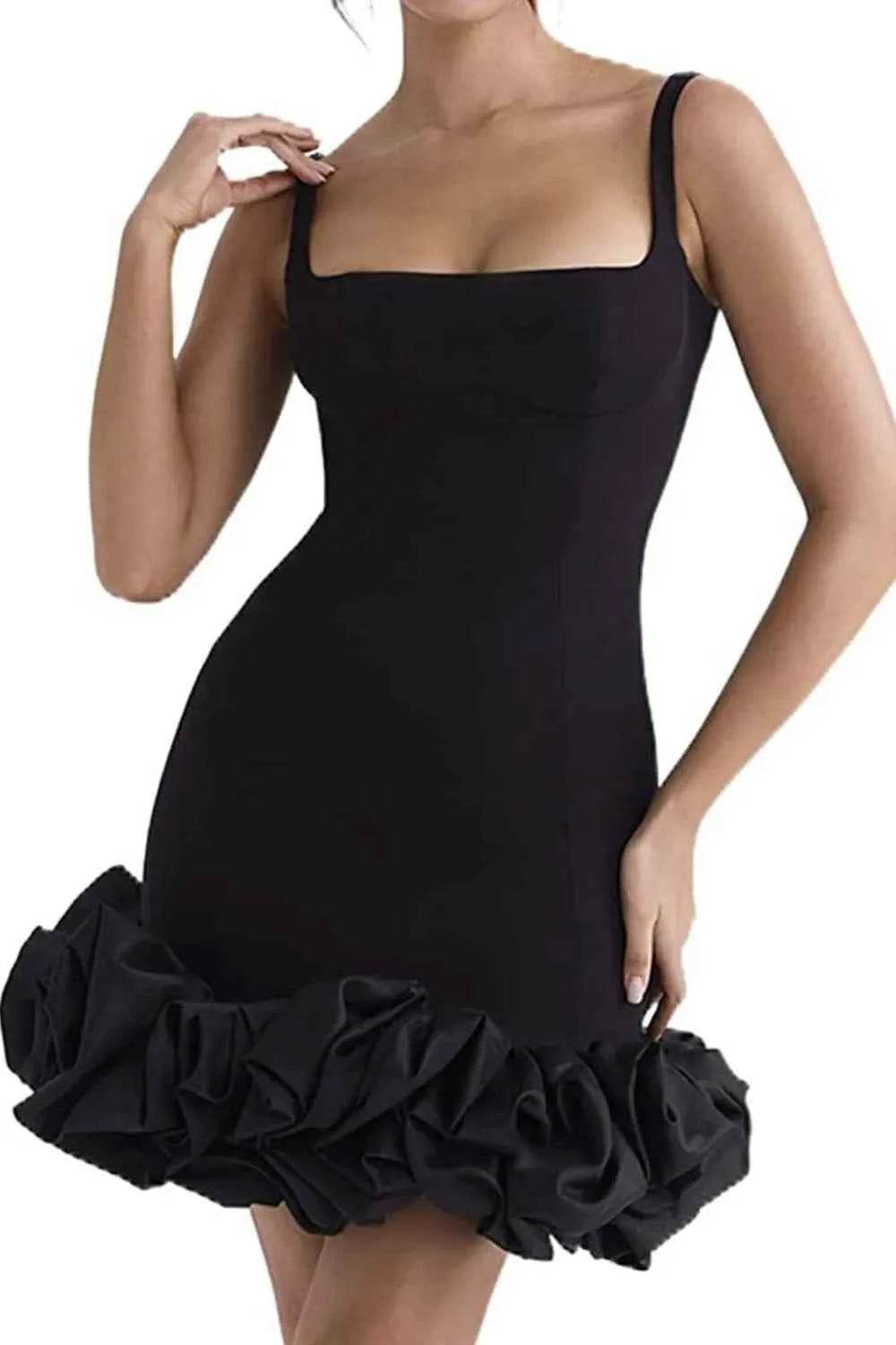 Ruched Square Neck Sleeve Mini Dress for a perfect OOTD – dress to impress outfits from Amexza