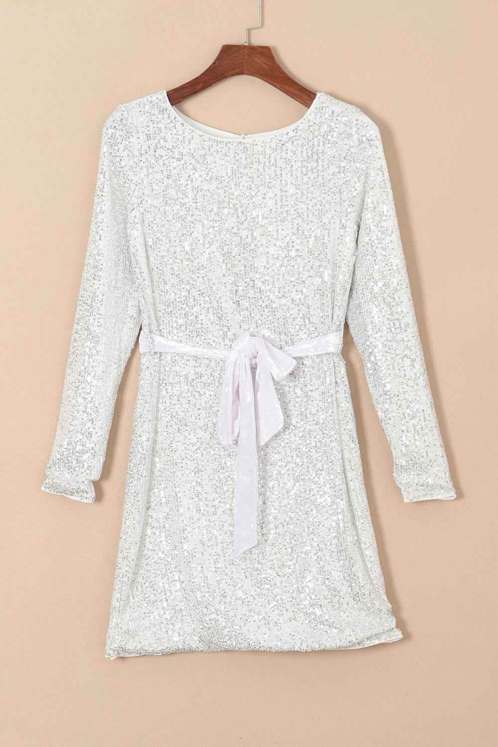 Sequin Tie Front T-Shirt Dress - Amexza