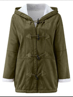 Full Size Pocketed Long Sleeve Hooded Toggle Jacket - Amexza