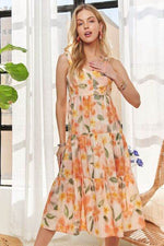 ADORA Smocked Back Floral Adjustable Strap Midi Dress for a perfect OOTD – dress to impress outfits from Amexza