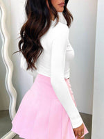 Buttoned V-Neck Long Sleeve T-Shirt - Amexza