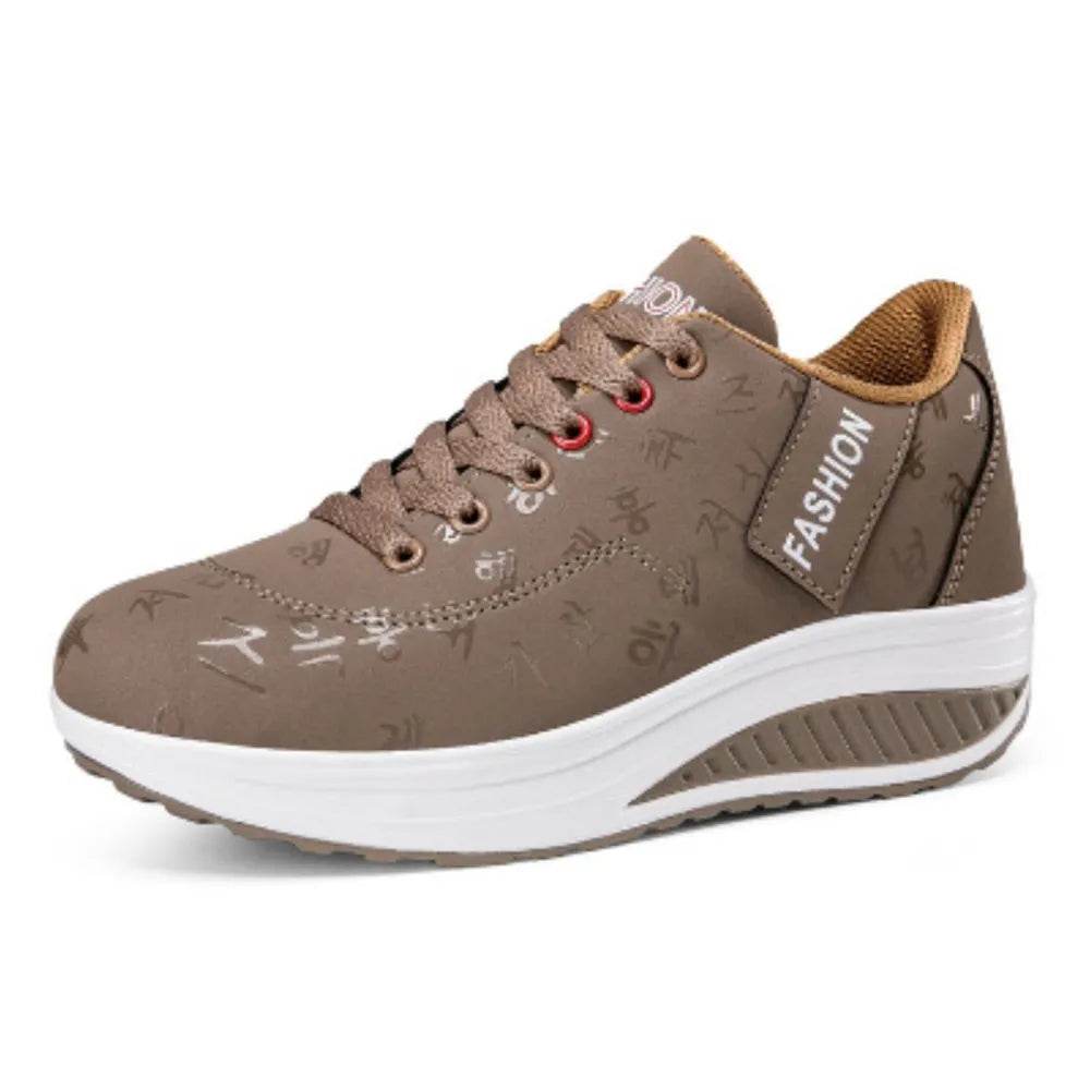 Lace Up Rocker Sole Sneakers Brown for a perfect OOTD – dress to impress outfits from Amexza