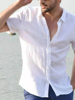 Men's Full Size Button Up Short Sleeve Shirt Plus Size White for a perfect OOTD – dress to impress outfits from Amexza