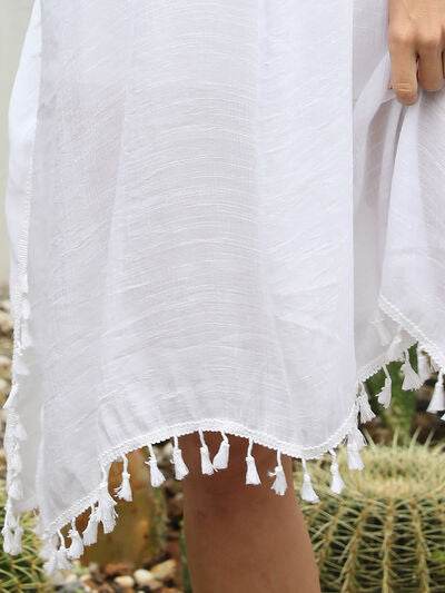 Tassel Cutout Half Sleeve Cover-Up for a perfect OOTD – dress to impress outfits from Amexza