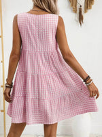 Plaid Round Neck Sleeveless Mini Dress for a perfect OOTD – dress to impress outfits from Amexza