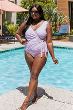 Marina West Swim Full Size Float On Ruffle Faux Wrap One-Piece in Carnation Pink for a perfect OOTD – dress to impress outfits from Amexza