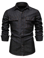 Men's Snap Down Long Sleeve Denim Shirt for a perfect OOTD – dress to impress outfits from Amexza