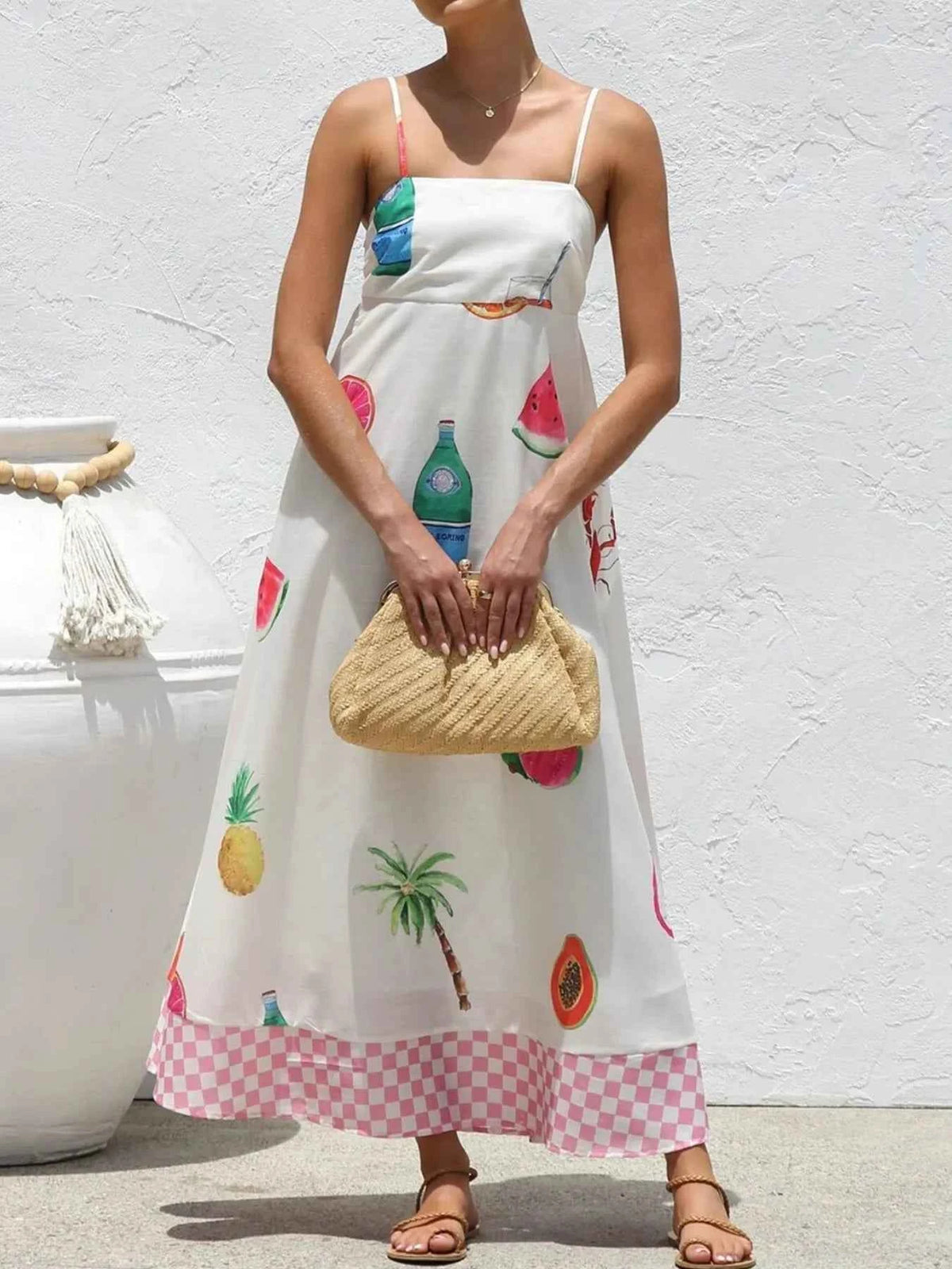 Printed Square Neck Maxi Cami Dress