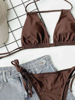Halter Neck Ruched Bikini Set for a perfect OOTD – dress to impress outfits from Amexza