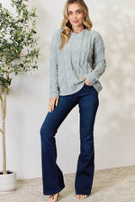 BiBi Cable Knit Round Neck Sweater for a perfect OOTD – dress to impress outfits from Amexza