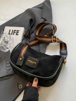 Suede Adjustable Strap Shoulder Bag Black One Size for a perfect OOTD – dress to impress outfits from Amexza